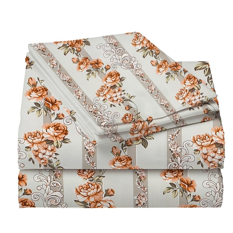 STARNSTYLE 100% Cotton King Size Bedsheet with 2 Pillow Covers - Brown Rose - Image 4